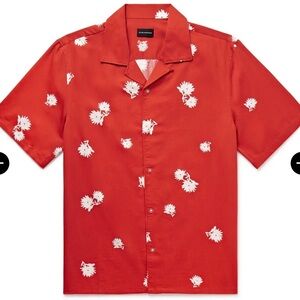 Professional Athletes Club Monaco Short Sleeve Button-Up Shirt Red- Size L